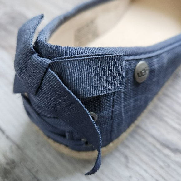 Ugg Indah Ballet Flat Denim Blue Western Girl Country Core Lace Ribbon 6.5 NEW - Picture 8 of 16